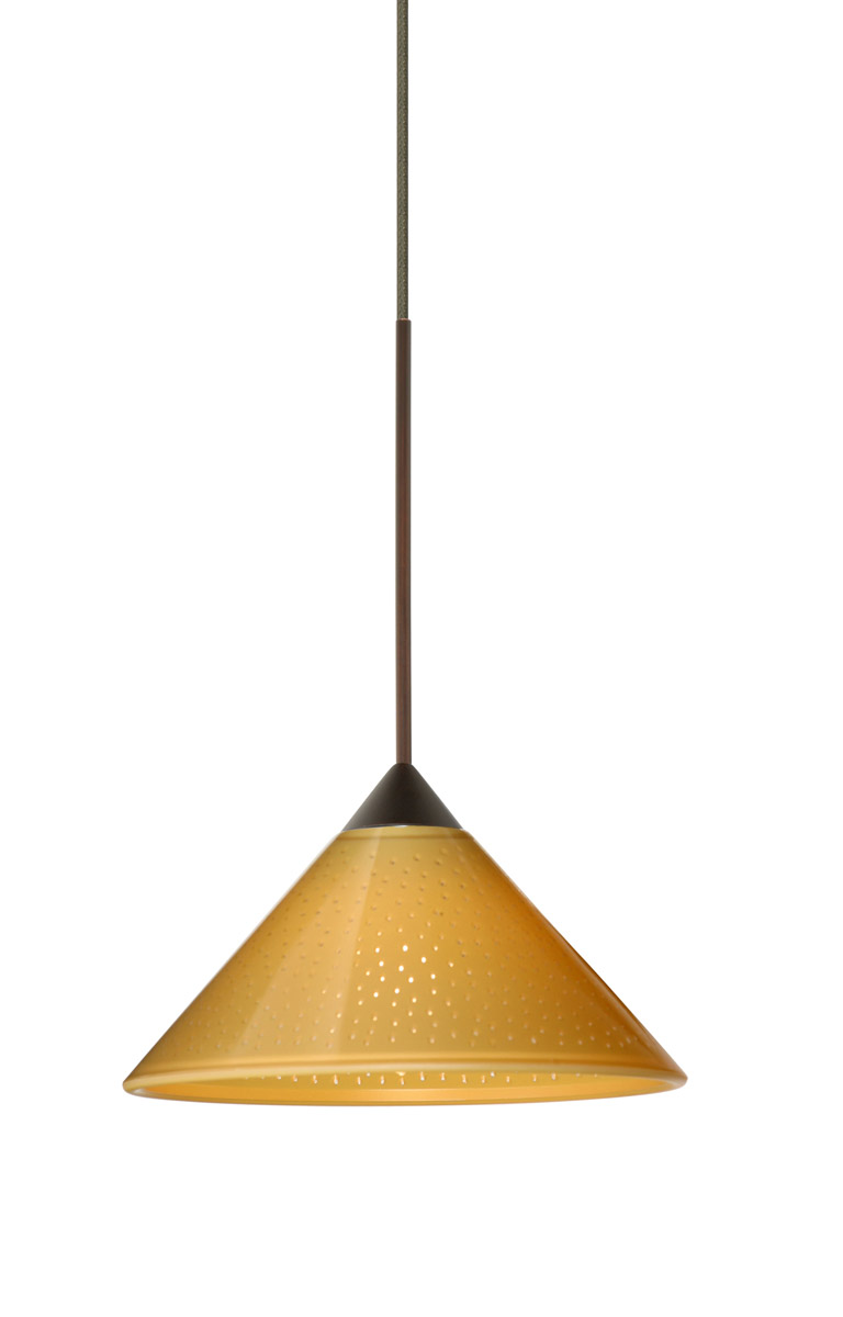 Besa Lighting 1XT-282490-LED-BR Kona LED Bronze Pendant Ceiling Light in Mango Starpoint Glass