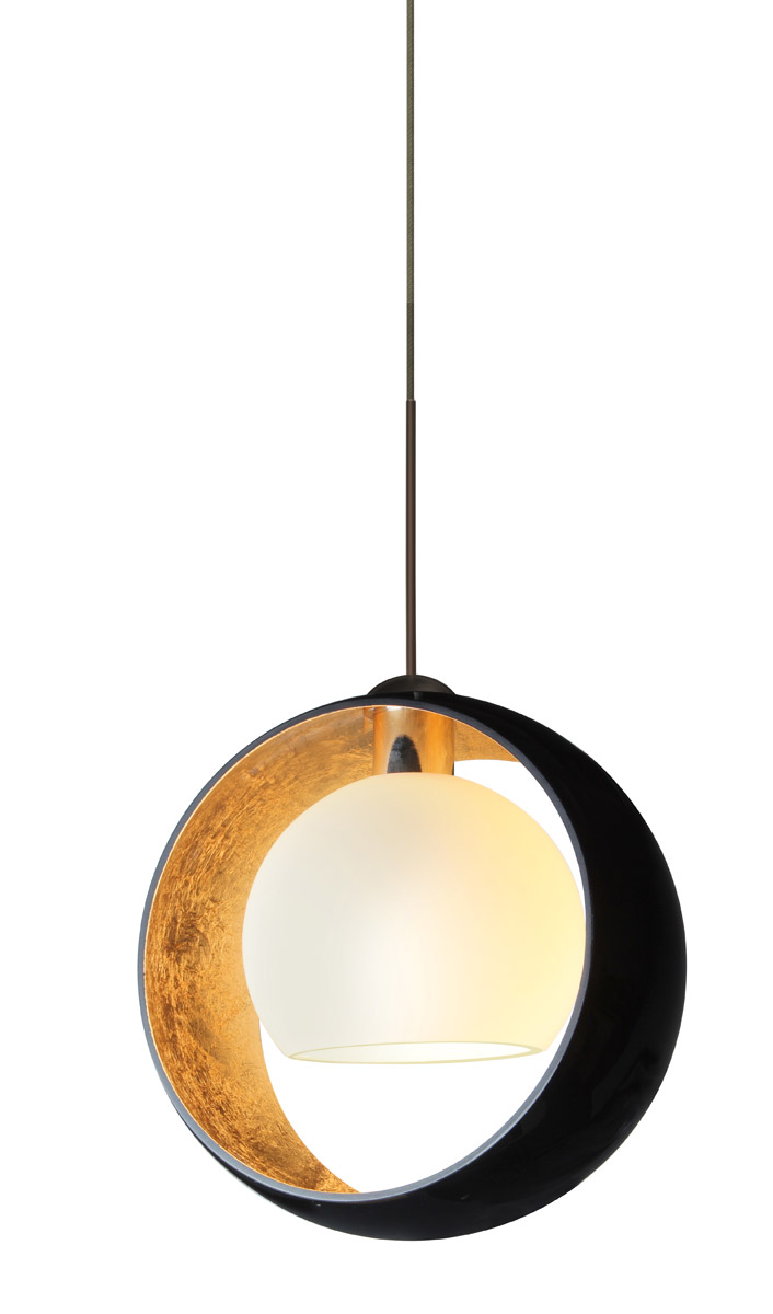 Besa Lighting 1XT-4293GF-BR Pogo 1 Light Bronze Pendant Ceiling Light in Incandescent, Gold Foil Glass