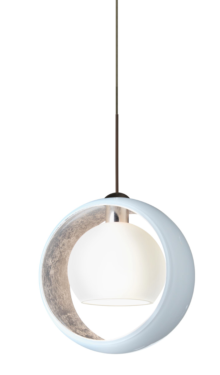 Besa Lighting 1XT-4293SF-LED-BR Pogo LED Bronze Pendant Ceiling Light in Silver Foil Glass