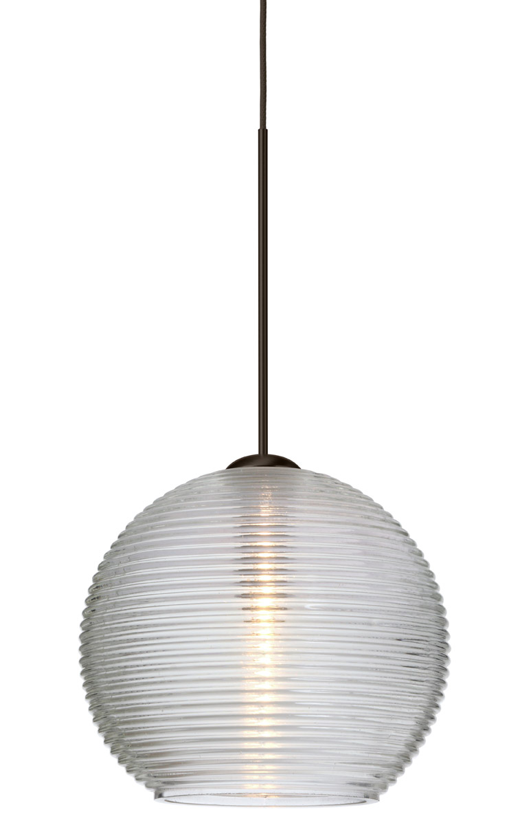 Besa Lighting 1XT-461500-BR Kristall 6 1 Light Bronze Pendant Ceiling Light in Incandescent, Clear Glass