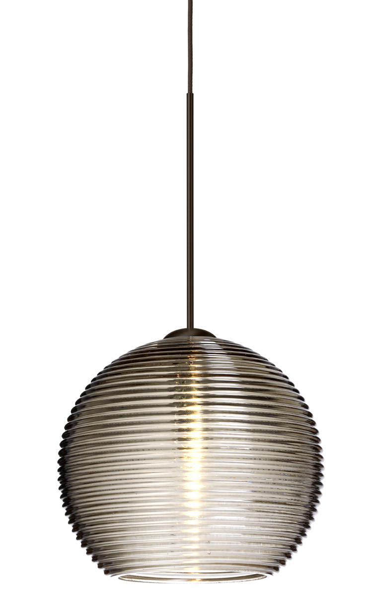 Besa Lighting 1XT-461502-BR Kristall 6 1 Light Bronze Pendant Ceiling Light in Incandescent, Smoke Glass