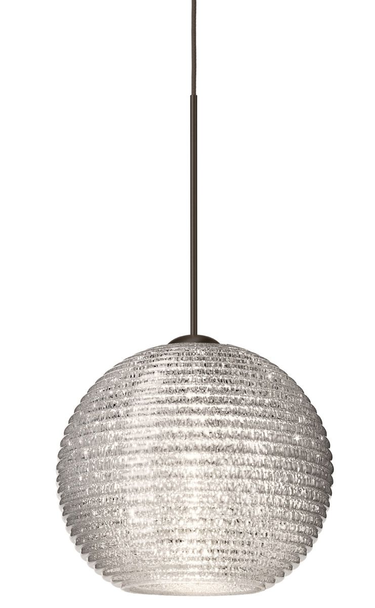 Besa Lighting 1XT-4615GL-LED-BR Kristall 6 LED Bronze Pendant Ceiling Light in Glitter Glass