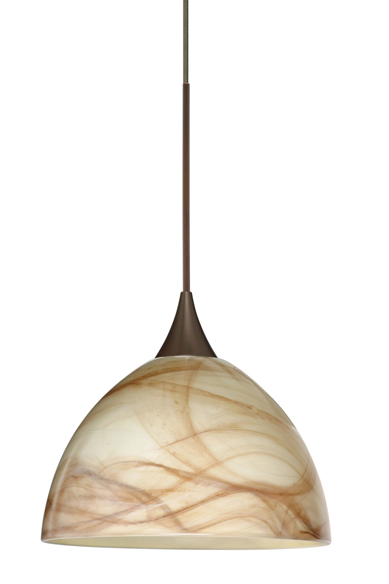 Besa Lighting 1XT-467983-LED-BR Brella LED Bronze Pendant Ceiling Light in Mocha Glass