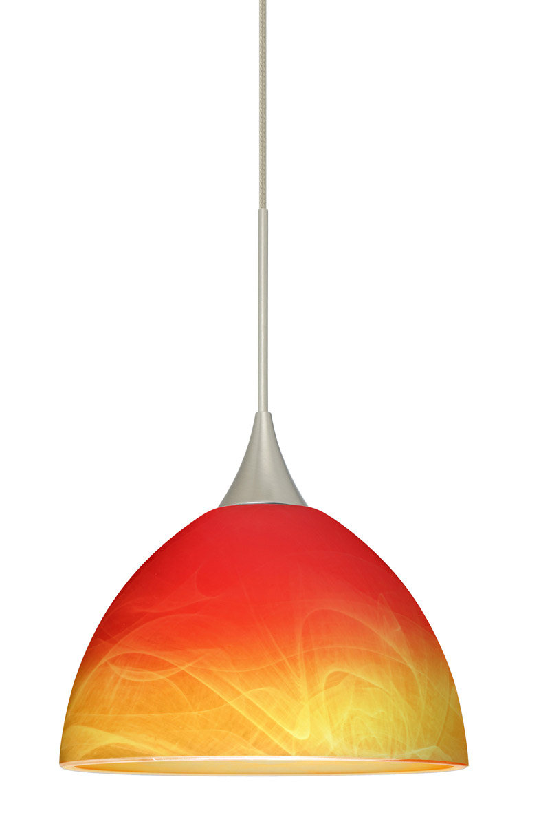 Besa Lighting 1XT-4679SL-SN Brella 1 Light Satin Nickel Pendant Ceiling Light in Solare Glass, Halogen