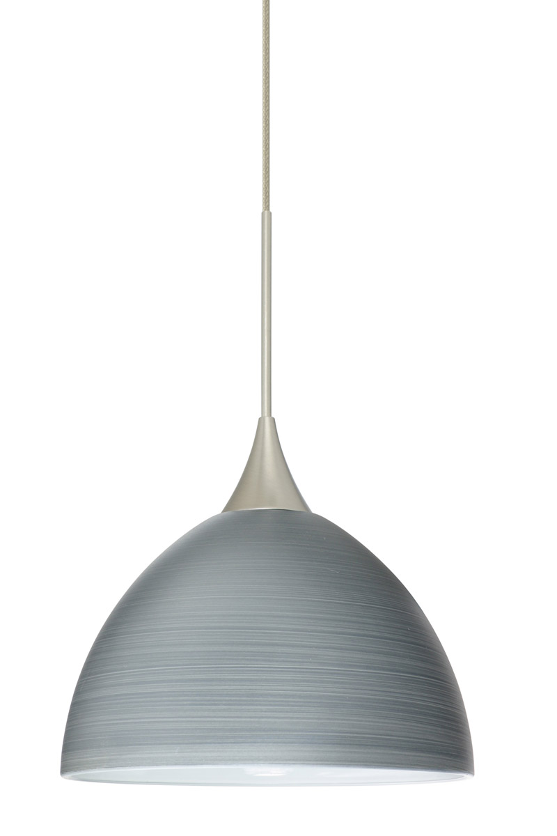 Besa Lighting 1XT-4679TN-SN Brella 1 Light Satin Nickel Pendant Ceiling Light in Titan Glass, Halogen