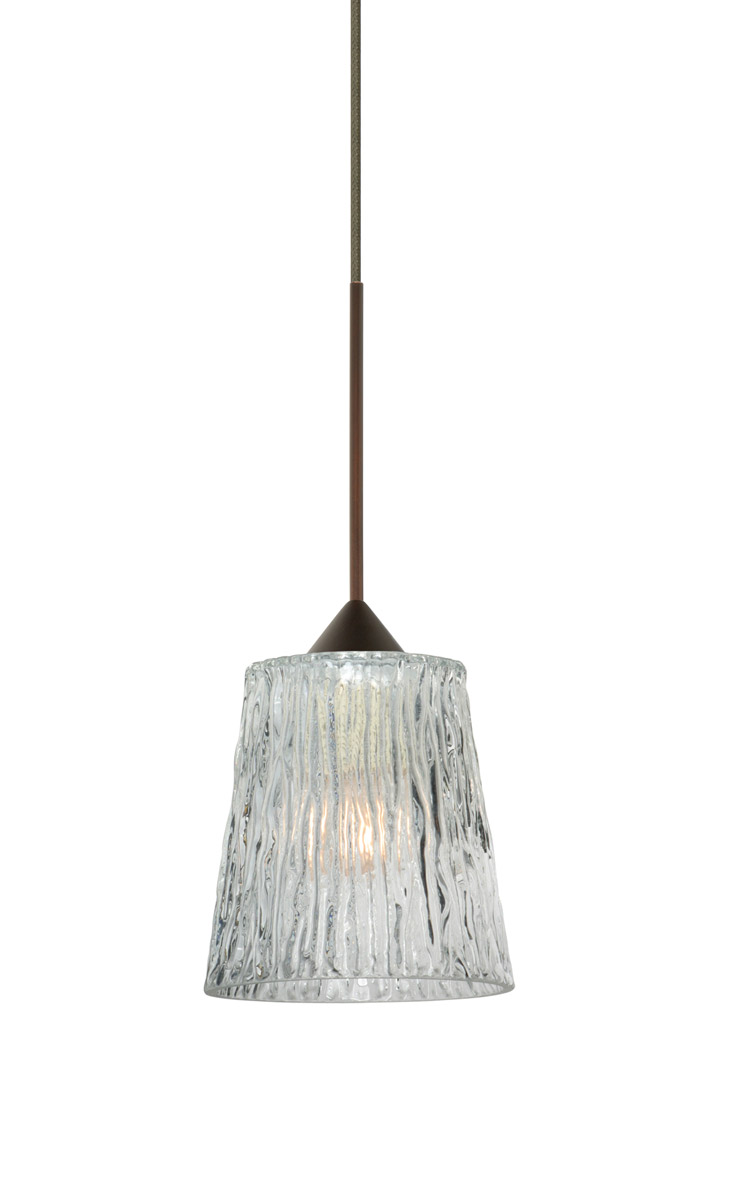 Besa Lighting 1XT-512500-BR Nico 4 1 Light Bronze Pendant Ceiling Light in Incandescent, Clear Stone Glass