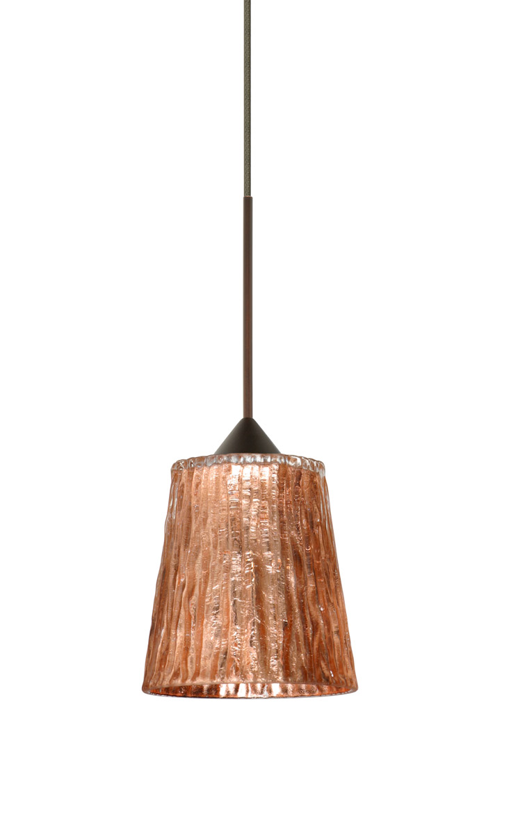 Besa Lighting 1XT-5125CF-BR Nico 4 1 Light Bronze Pendant Ceiling Light in Incandescent, Stone Copper Foil Glass