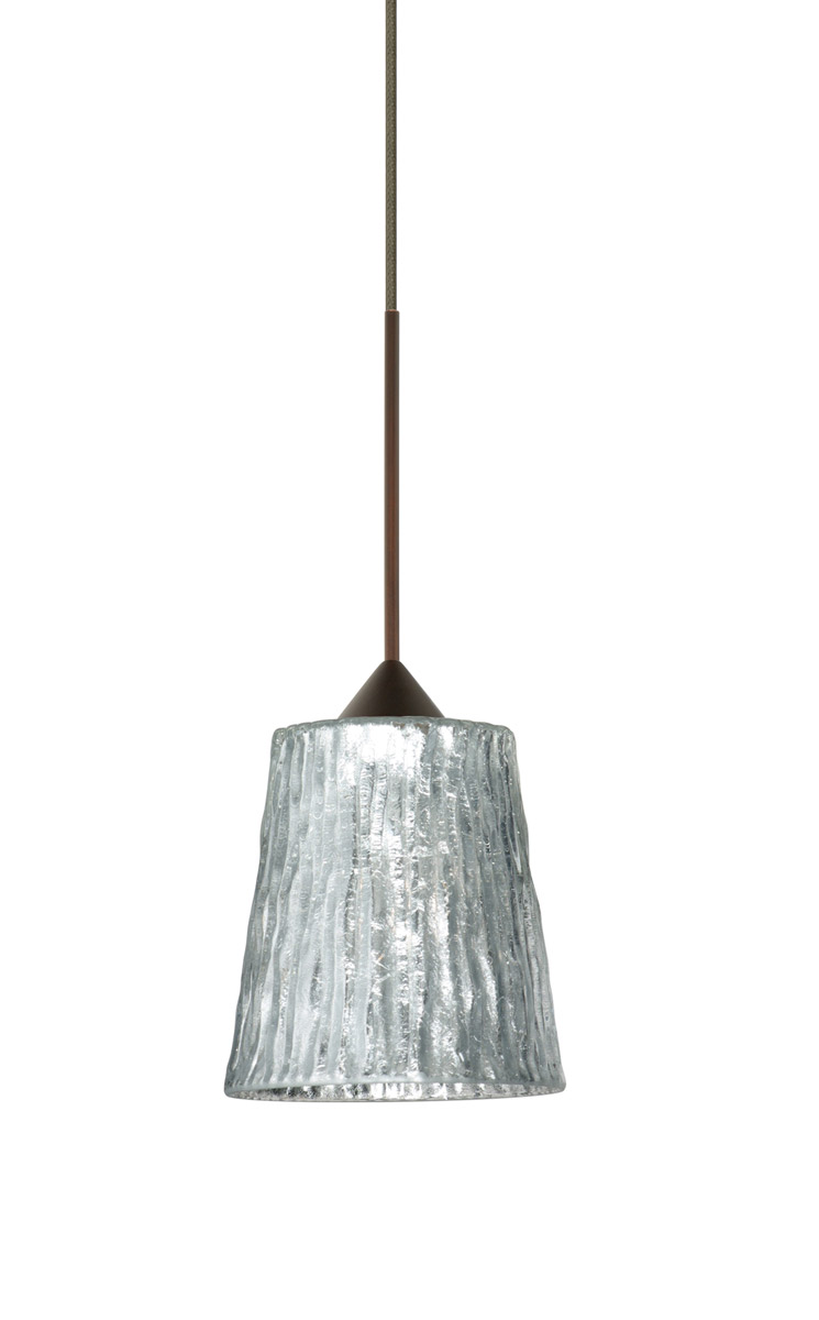 Besa Lighting 1XT-5125SF-LED-BR Nico 4 LED Bronze Pendant Ceiling Light in Stone Silver Foil Glass