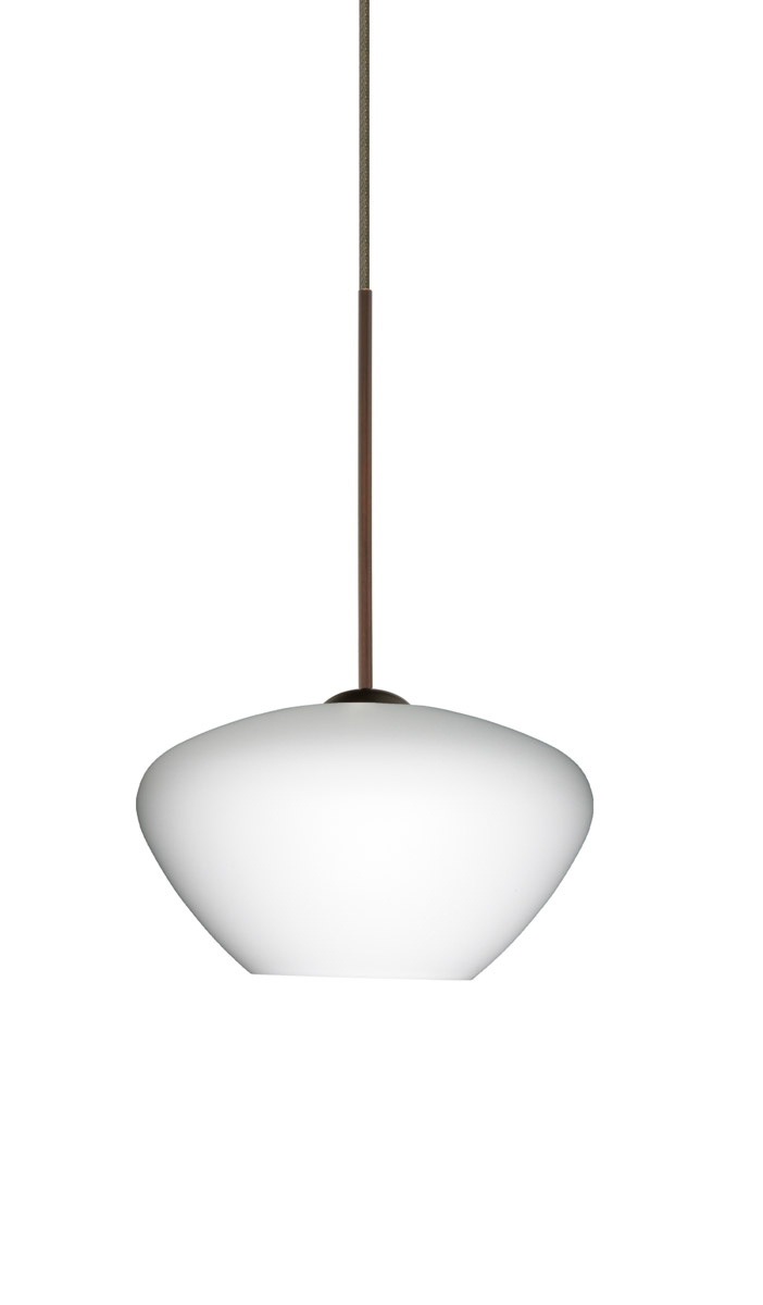 Besa Lighting 1XT-541007-LED-BR Peri LED Bronze Pendant Ceiling Light in Opal Matte Glass
