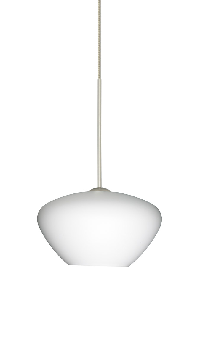 Besa Lighting 1XT-541007-SN Peri 1 Light Satin Nickel Pendant Ceiling Light in Opal Matte Glass, Halogen