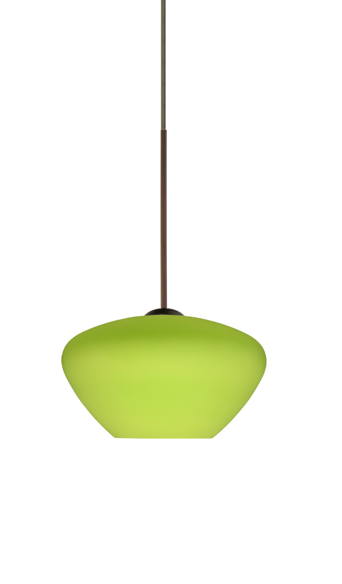 Besa Lighting 1XT-541035-LED-BR Peri LED Bronze Pendant Ceiling Light in Lime Glass