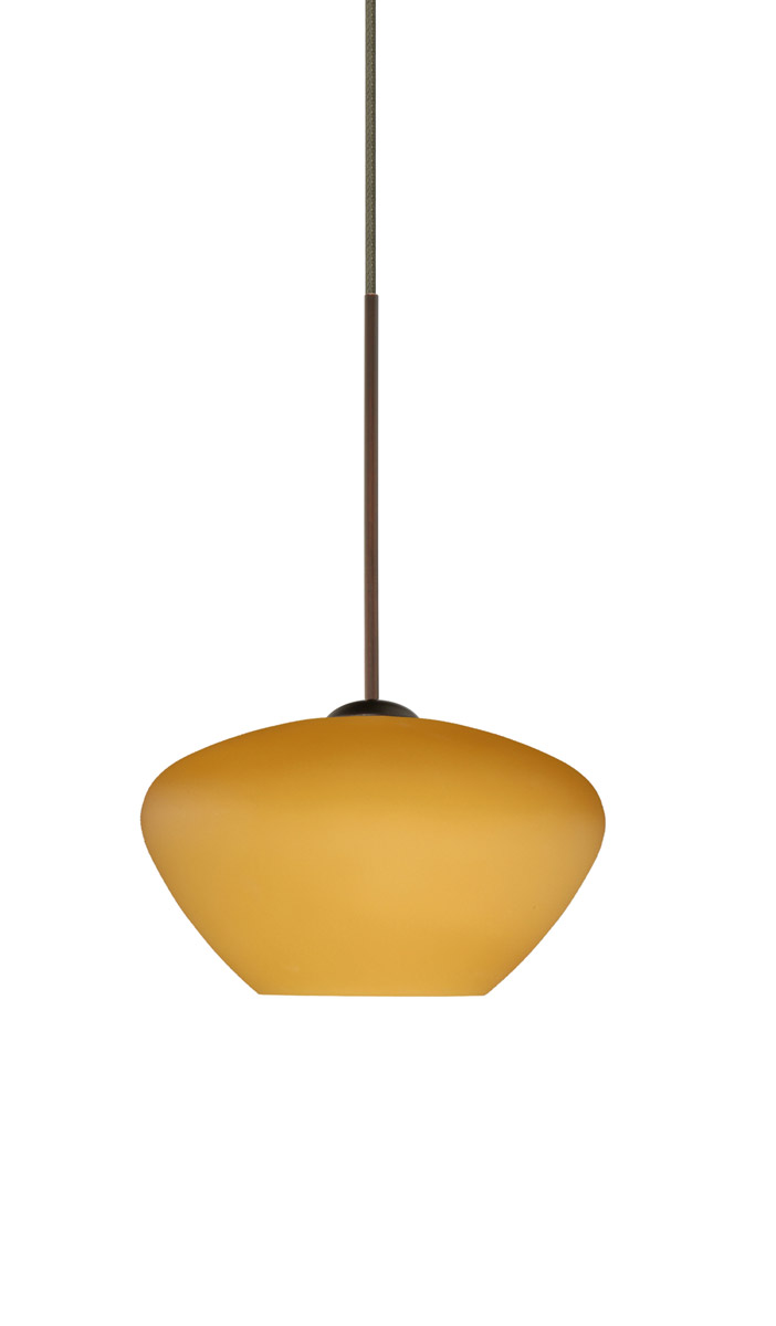 Besa Lighting 1XT-541080-LED-BR Peri LED Bronze Pendant Ceiling Light in Amber Matte Glass