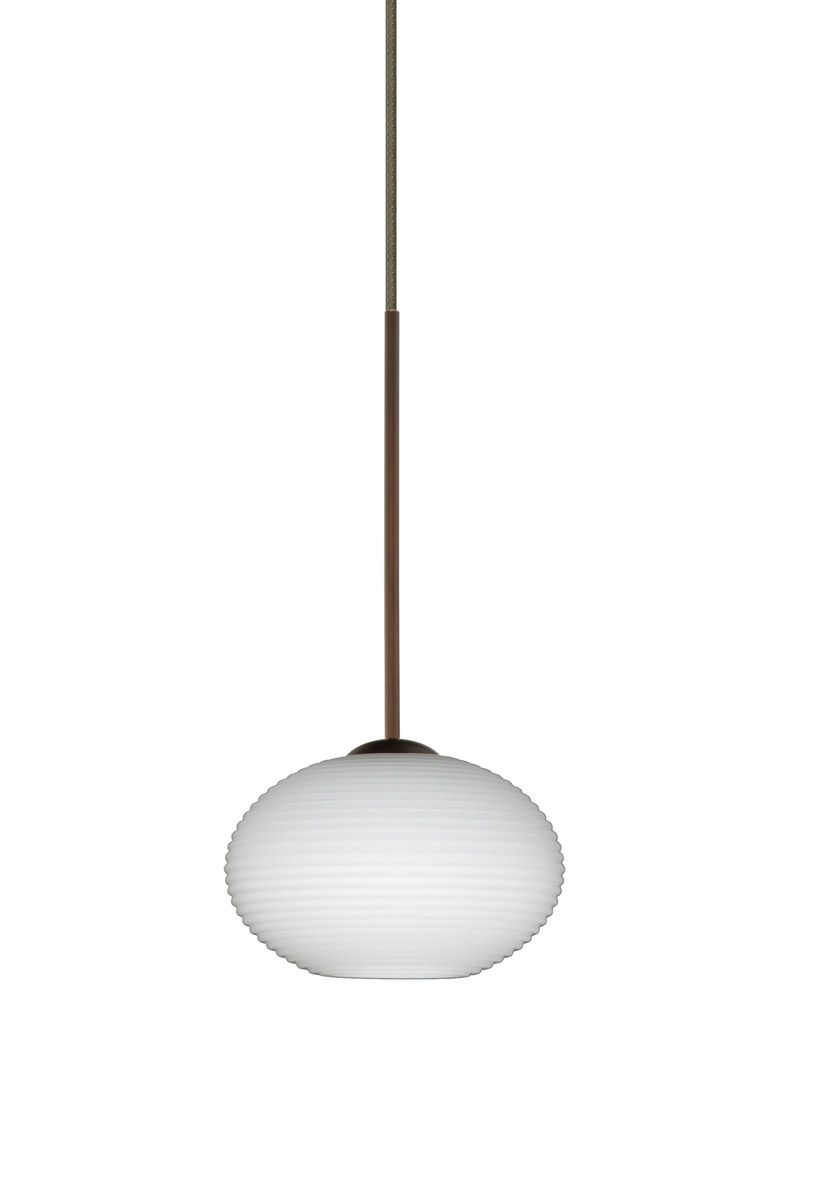 Besa Lighting 1XT-561207-LED-BR Lasso LED Bronze Pendant Ceiling Light in Opal Ribbed Glass