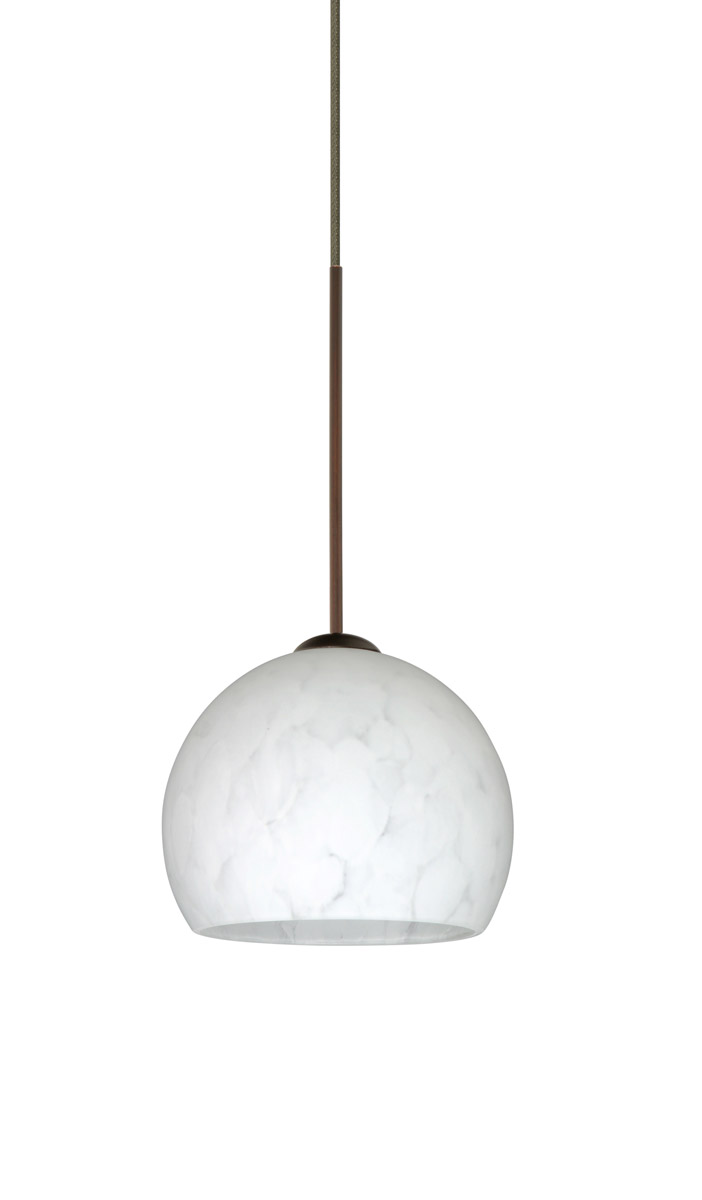 Besa Lighting 1XT-565819-LED-BR Palla 5 LED Bronze Pendant Ceiling Light in Carrera Glass