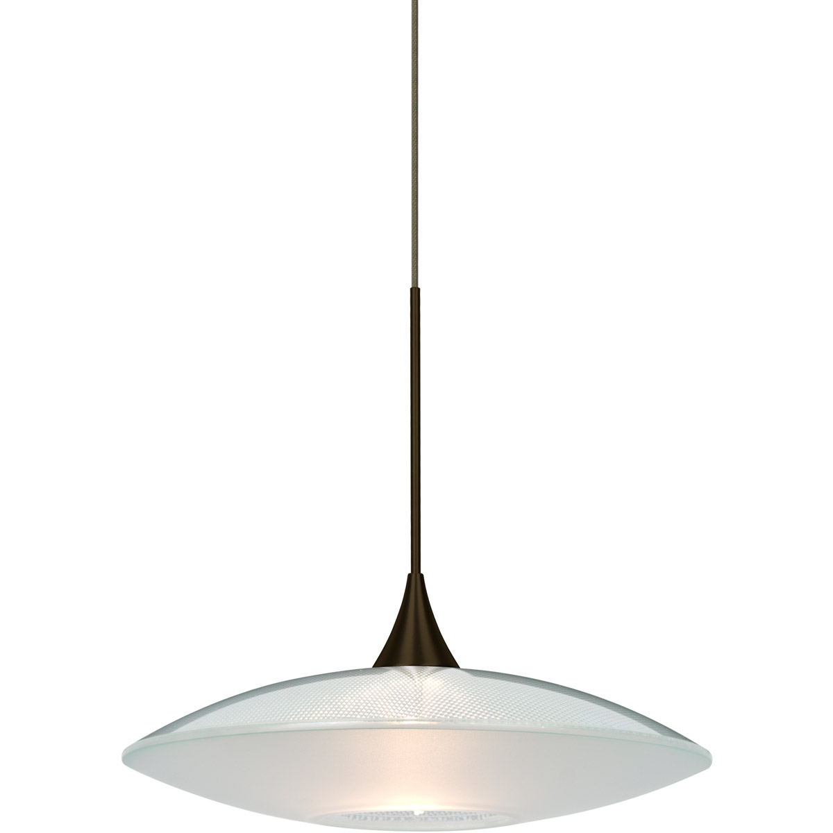 Besa Lighting 1XT-6294CL-LED-BR Spazio LED Bronze Cord Pendant Ceiling Light in Clear with Frost Glass