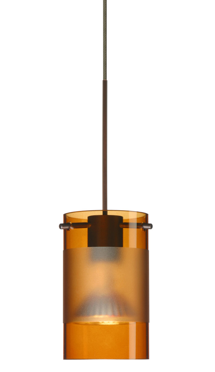 Besa Lighting 1XT-6524EG-LED-BR Scope LED Bronze Pendant Ceiling Light in Armagnac with Frost Glass
