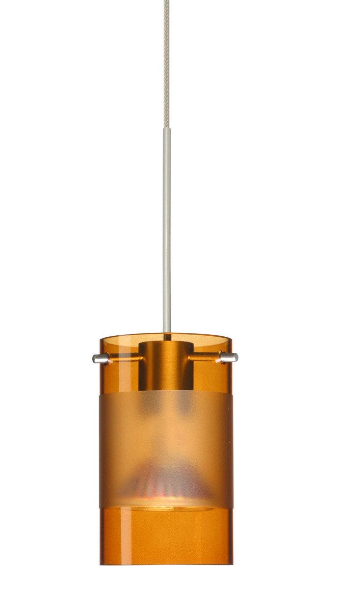 Besa Lighting 1XT-6524EG-SN Scope 1 Light Satin Nickel Pendant Ceiling Light in Armagnac/Frost Scope Glass, Halogen