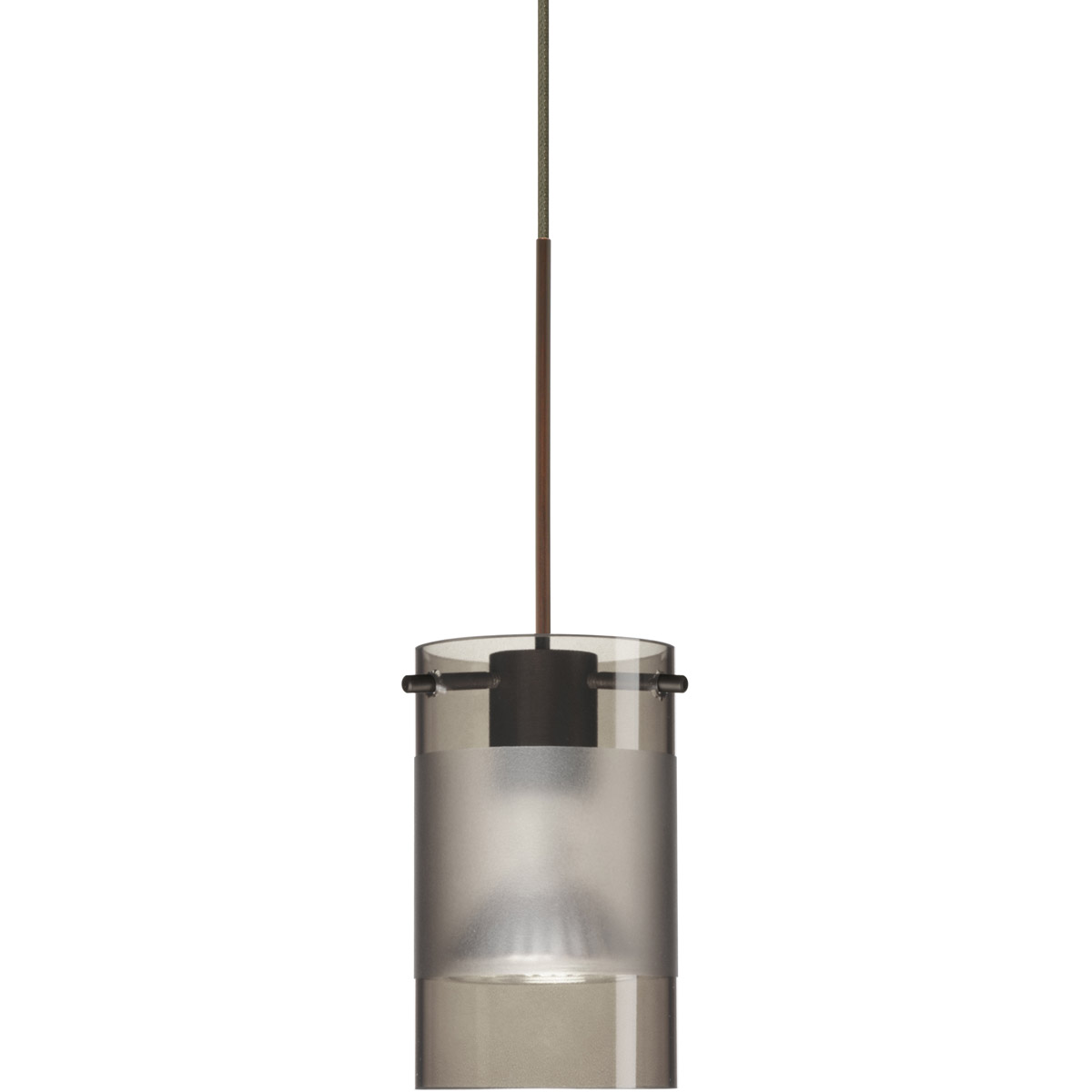 Besa Lighting 1XT-6524ES-LED-BR Scope LED Bronze Cord Pendant Ceiling Light in Smoke with Frost Glass