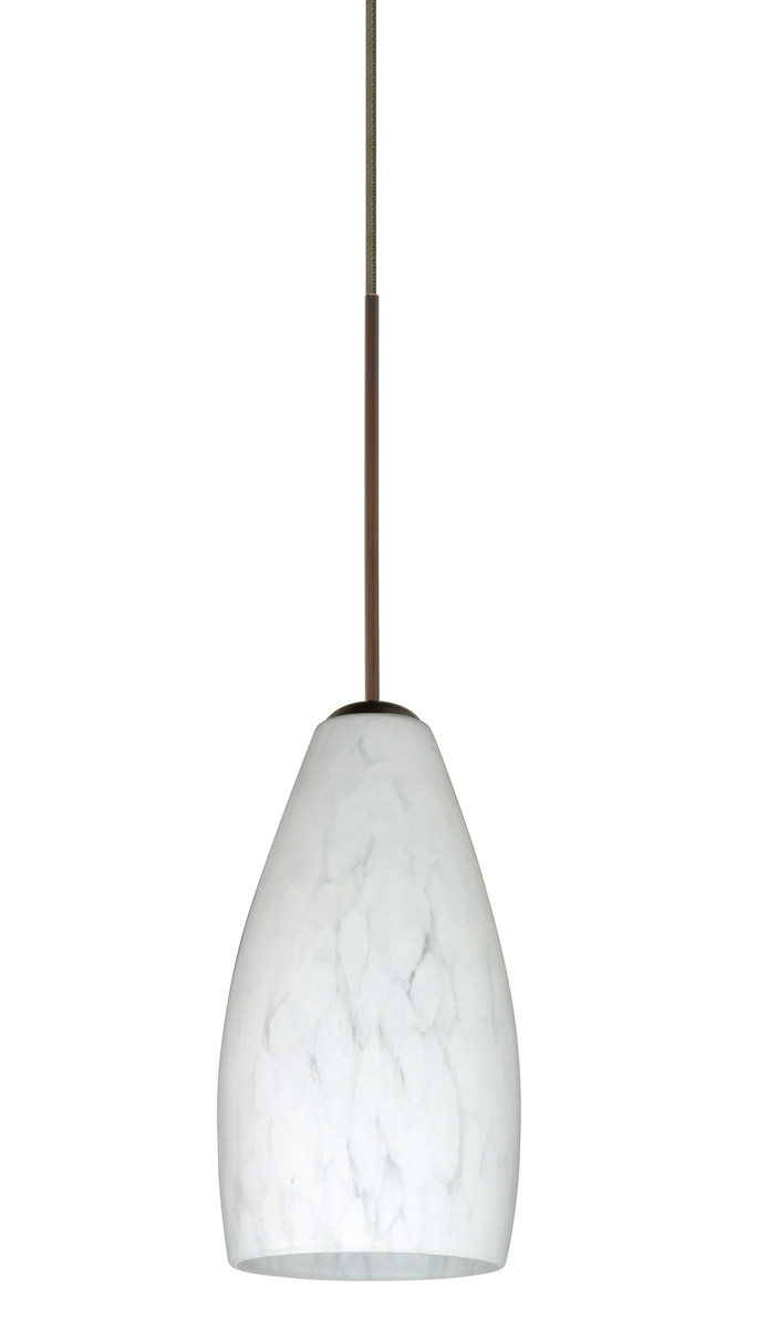 Besa Lighting 1XT-719819-LED-BR Karli LED Bronze Pendant Ceiling Light in Carrera Glass