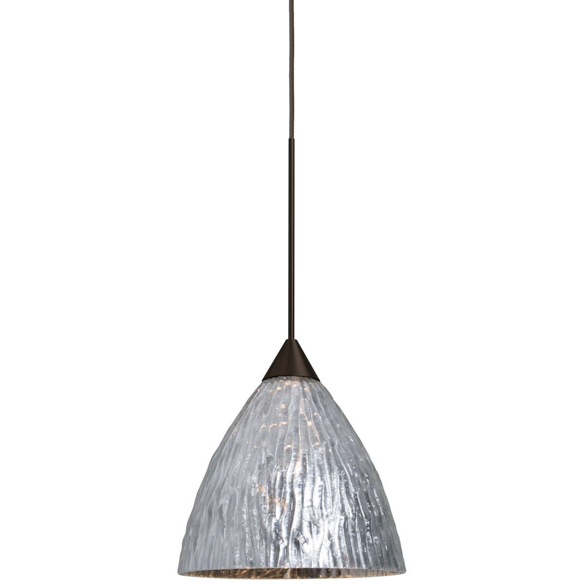 Besa Lighting 1XT-EVESS-LED-BR Eve LED Bronze Cord Pendant Ceiling Light in Stone Silver Foil Glass