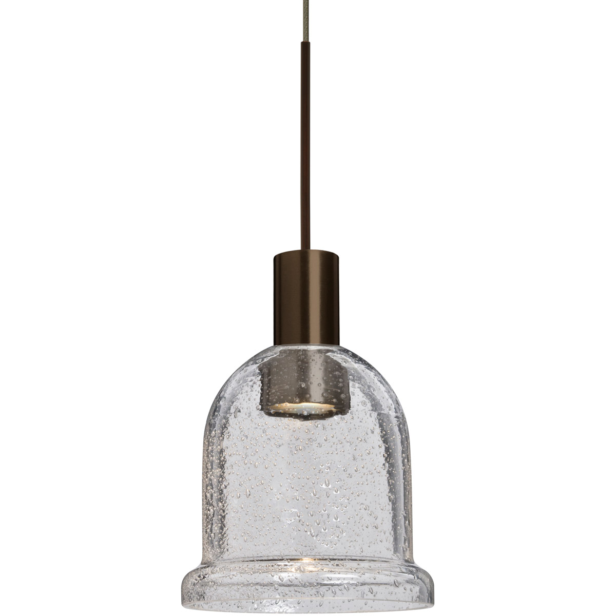 Besa Lighting 1XT-KIBACL-LED-BR Kiba LED Bronze Pendant Ceiling Light in Clear Bubble Glass