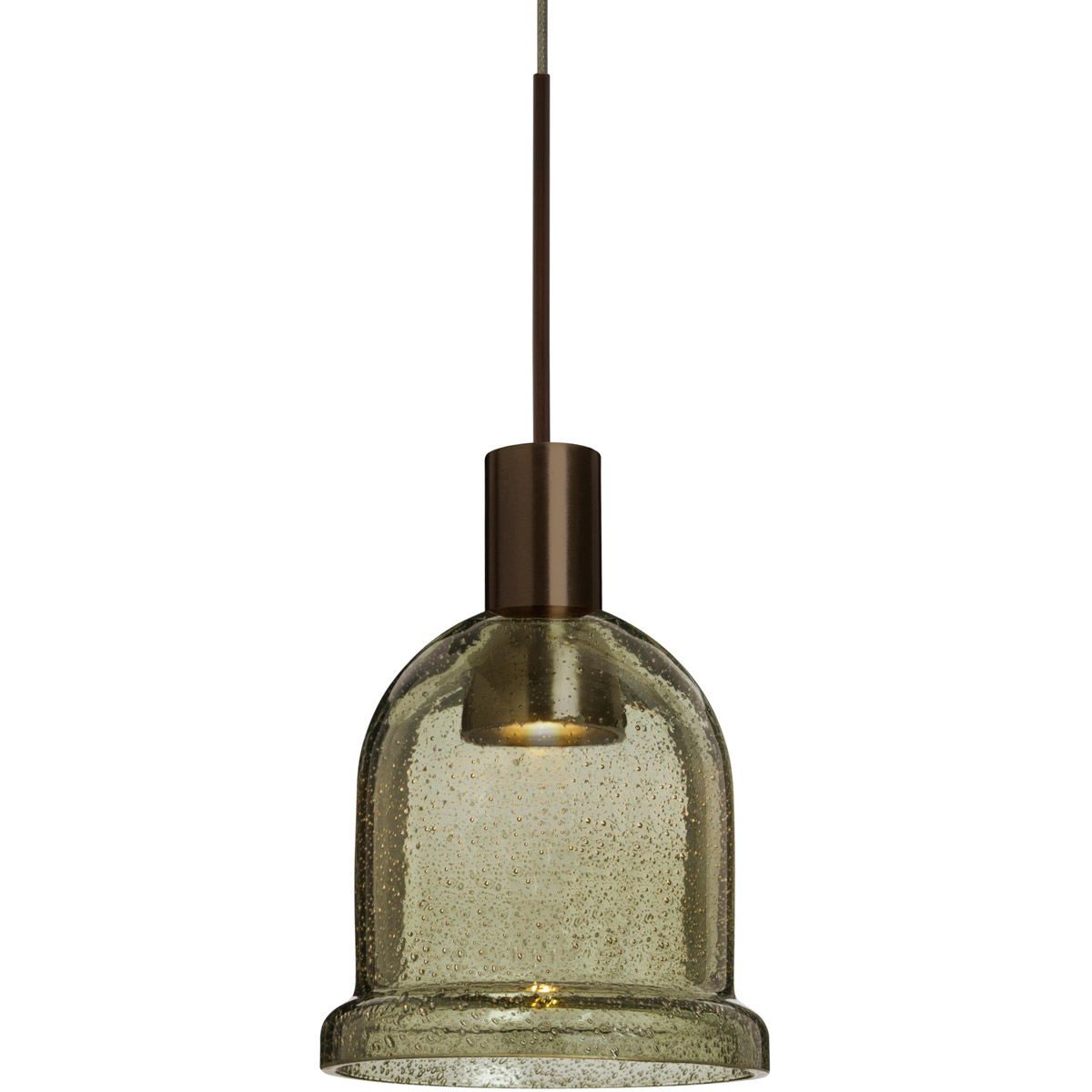 Besa Lighting 1XT-KIBALT-LED-BR Kiba LED Bronze Pendant Ceiling Light in Latte Bubble Glass