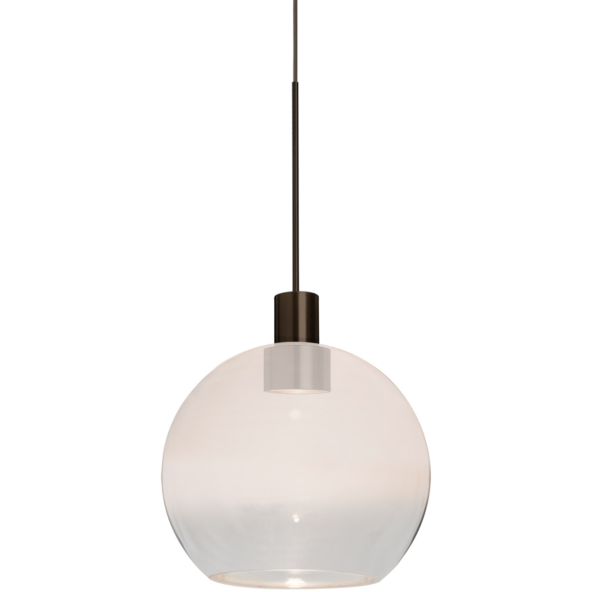 Besa Lighting 1XT-NEWTON6WC-LED-BR Newton 1 Light Bronze Pendant Ceiling Light in Milky White/Clear Glass