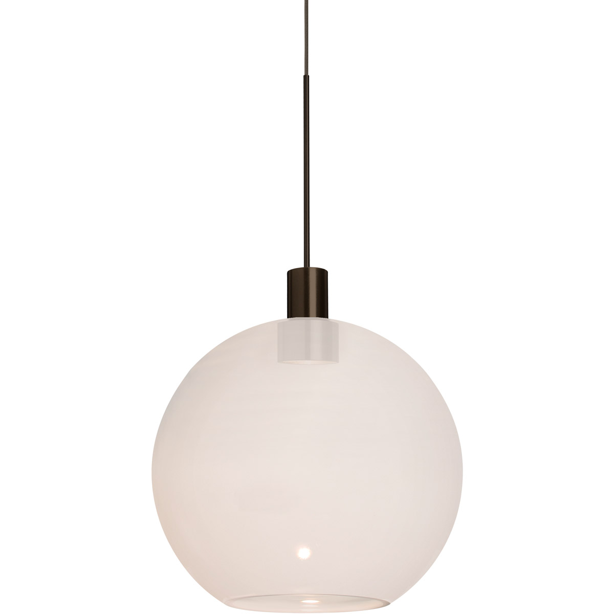 Besa Lighting 1XT-NEWTON8MW-LED-BR Newton 1 Light Bronze Pendant Ceiling Light in Milky White Glass