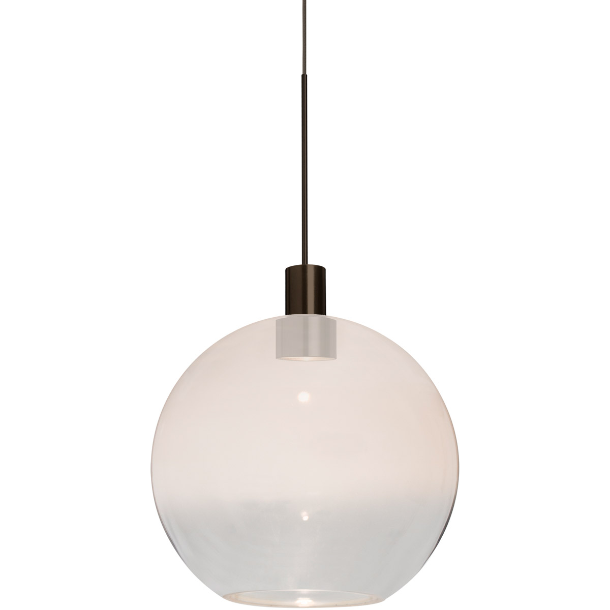 Besa Lighting 1XT-NEWTON8WC-LED-BR Newton 1 Light Bronze Pendant Ceiling Light in Milky White/Clear Glass