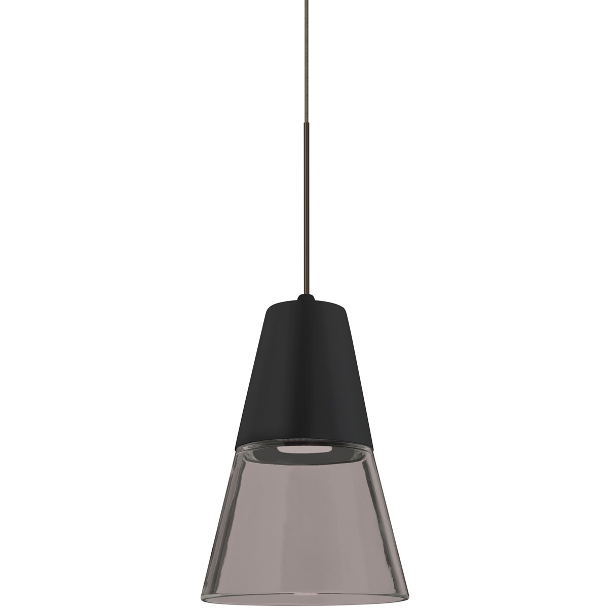 Besa Lighting 1XT-TIMO6BS-LED-BR Timo 6 LED Bronze Cord Pendant Ceiling Light in Smoke with Black Glass