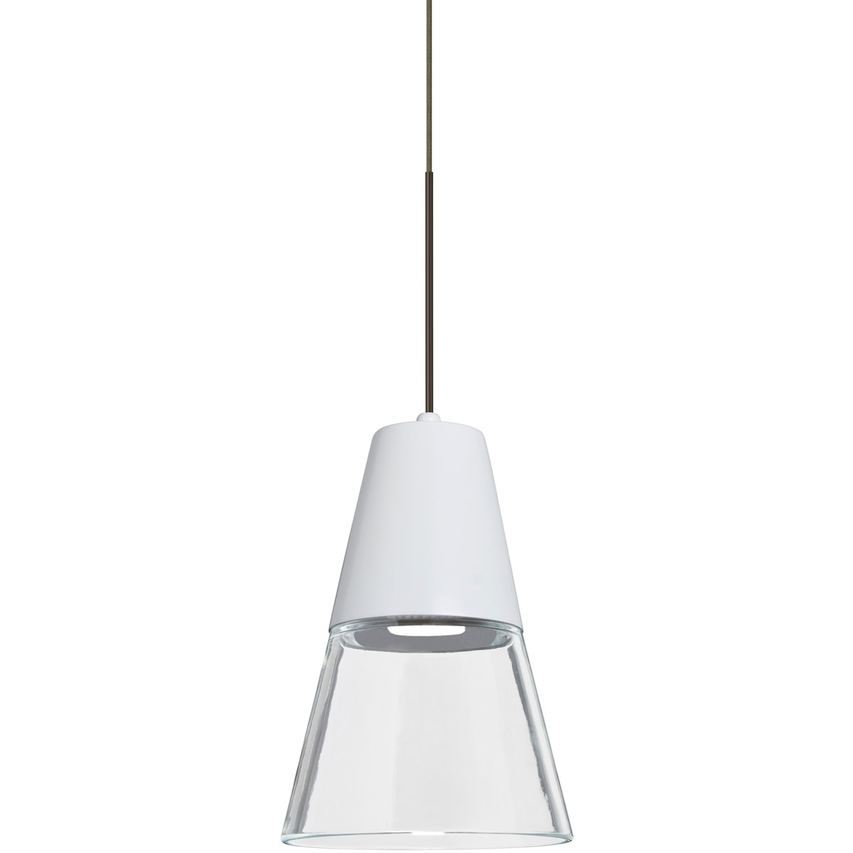 Besa Lighting 1XT-TIMO6WC-LED-BR Timo 6 LED Bronze Cord Pendant Ceiling Light in Clear with White Glass