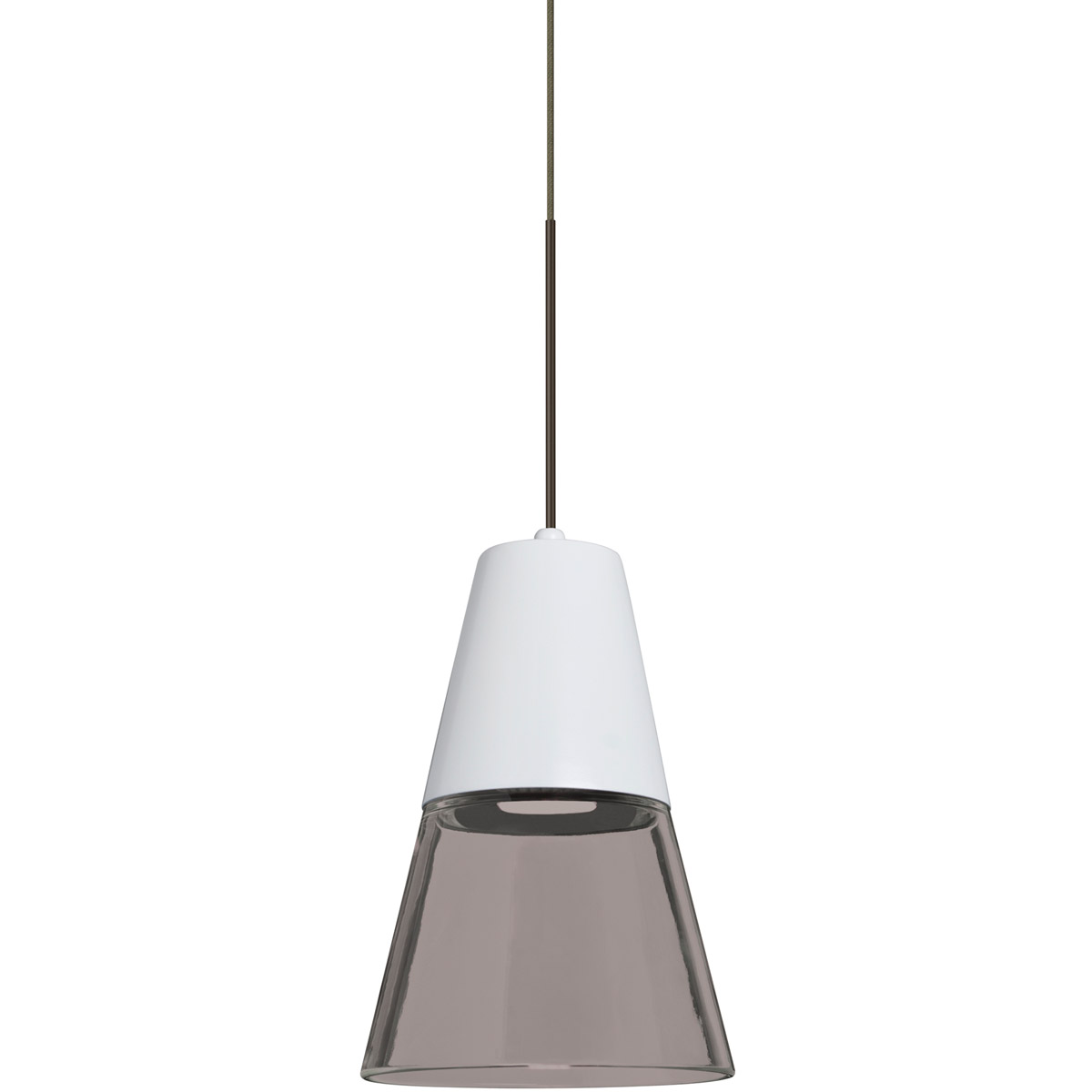 Besa Lighting 1XT-TIMO6WS-LED-BR Timo 6 LED Bronze Cord Pendant Ceiling Light in Smoke with White Glass