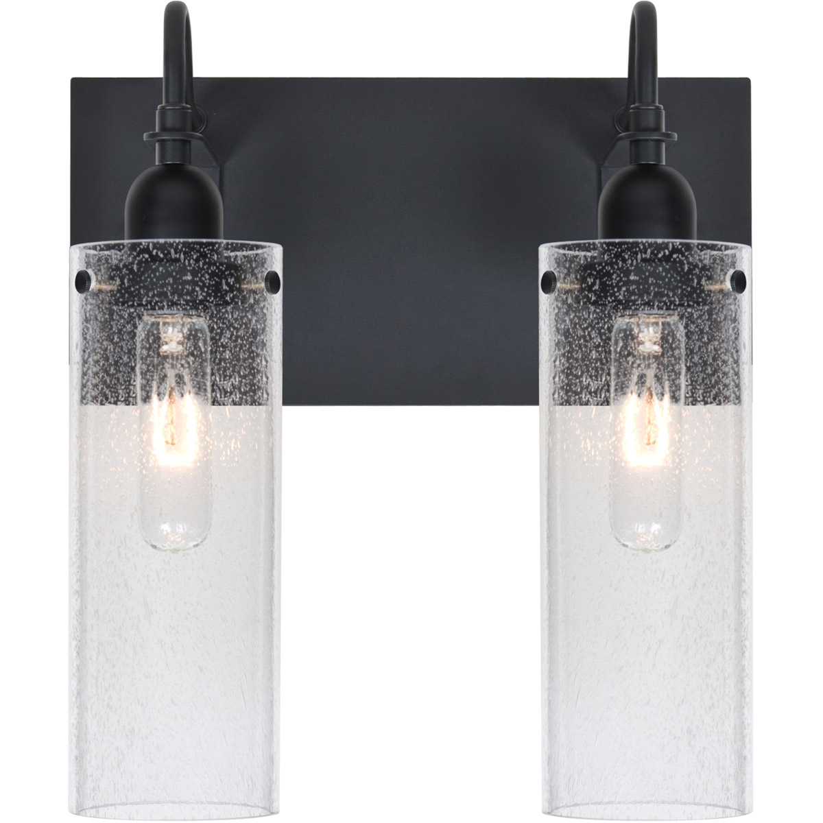 Besa Lighting 2WG-JUNI10CL-BK Juni 10 2 Light 12 inch Black Vanity Wall Light in Clear Bubble Glass