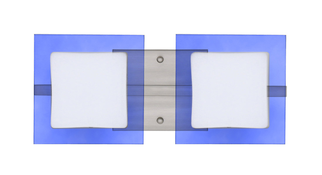Besa Lighting 2WS-773592-SN Alex 2 Light 15 inch Satin Nickel Vanity Wall Light in Opal/Blue Glass, Halogen