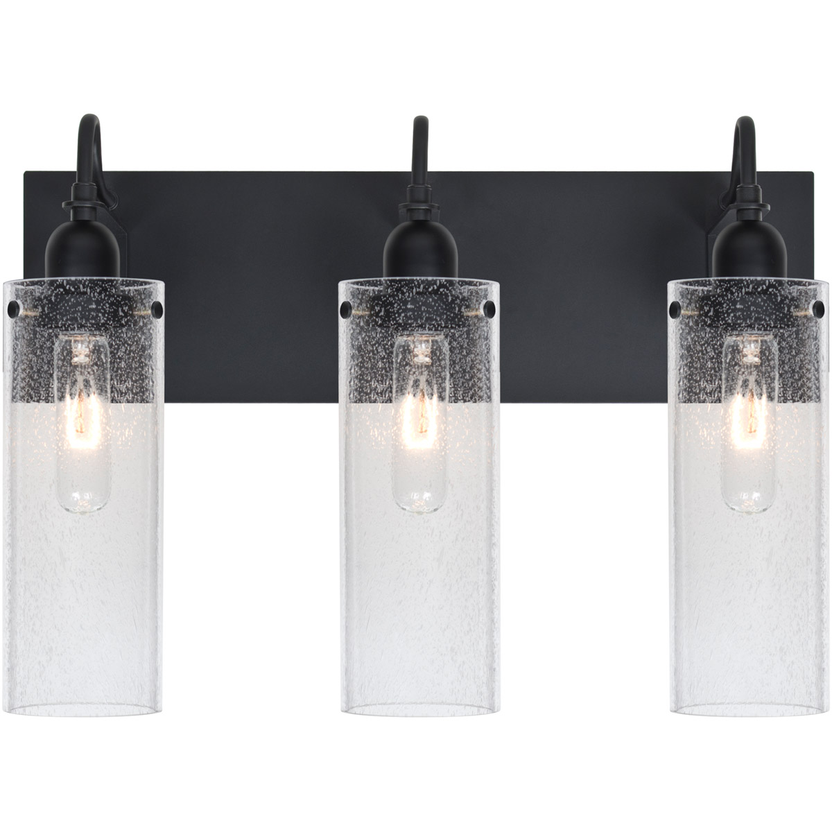 Besa Lighting 3WG-JUNI10CL-BK Juni 10 3 Light 20 inch Black Vanity Wall Light in Clear Bubble Glass