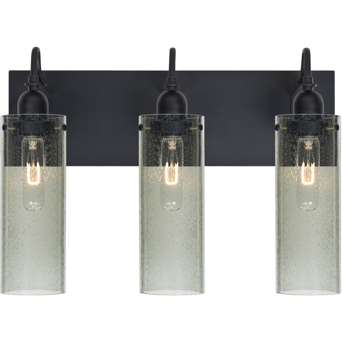 Besa Lighting 3WG-JUNI10MS-BK Juni 10 3 Light 20 inch Black Vanity Lighting Wall Light in Moss Bubble Glass