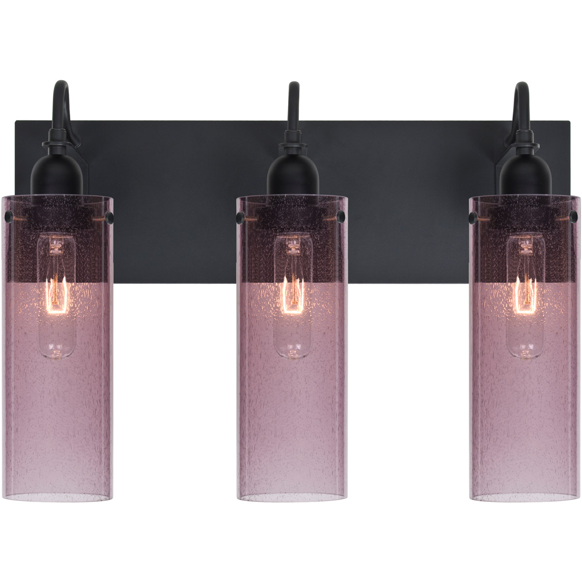 Besa Lighting 3WG-JUNI10PL-BK Juni 10 3 Light 20 inch Black Vanity Wall Light in Plum Bubble Glass