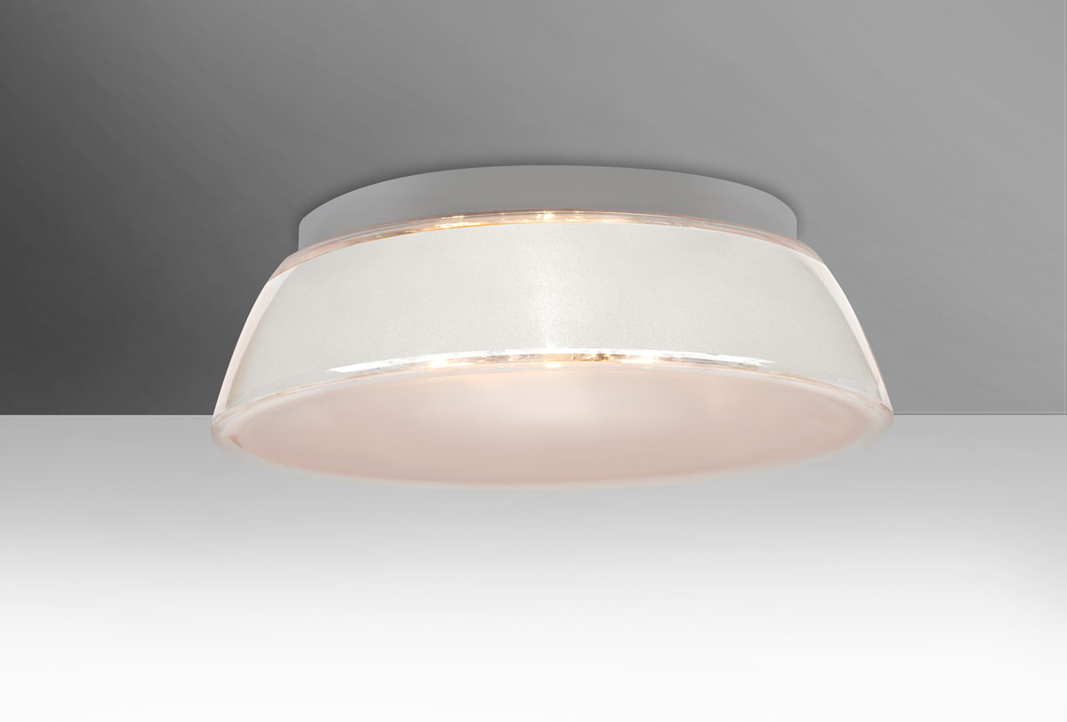 Besa Lighting 9663WHC Pica 17 2 Light 13 inch Flush Mount Ceiling Light in Incandescent, White Sand Glass