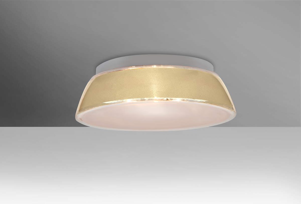 Besa Lighting 9664CRC Pica 14 1 Light 11 inch Flush Mount Ceiling Light in Incandescent, Creme Sand Glass
