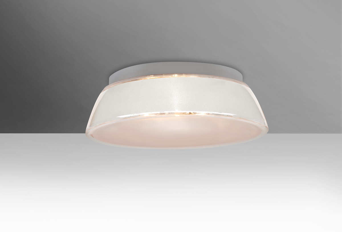 Besa Lighting 9664WHC Pica 14 1 Light 11 inch Flush Mount Ceiling Light in Incandescent, White Sand Glass