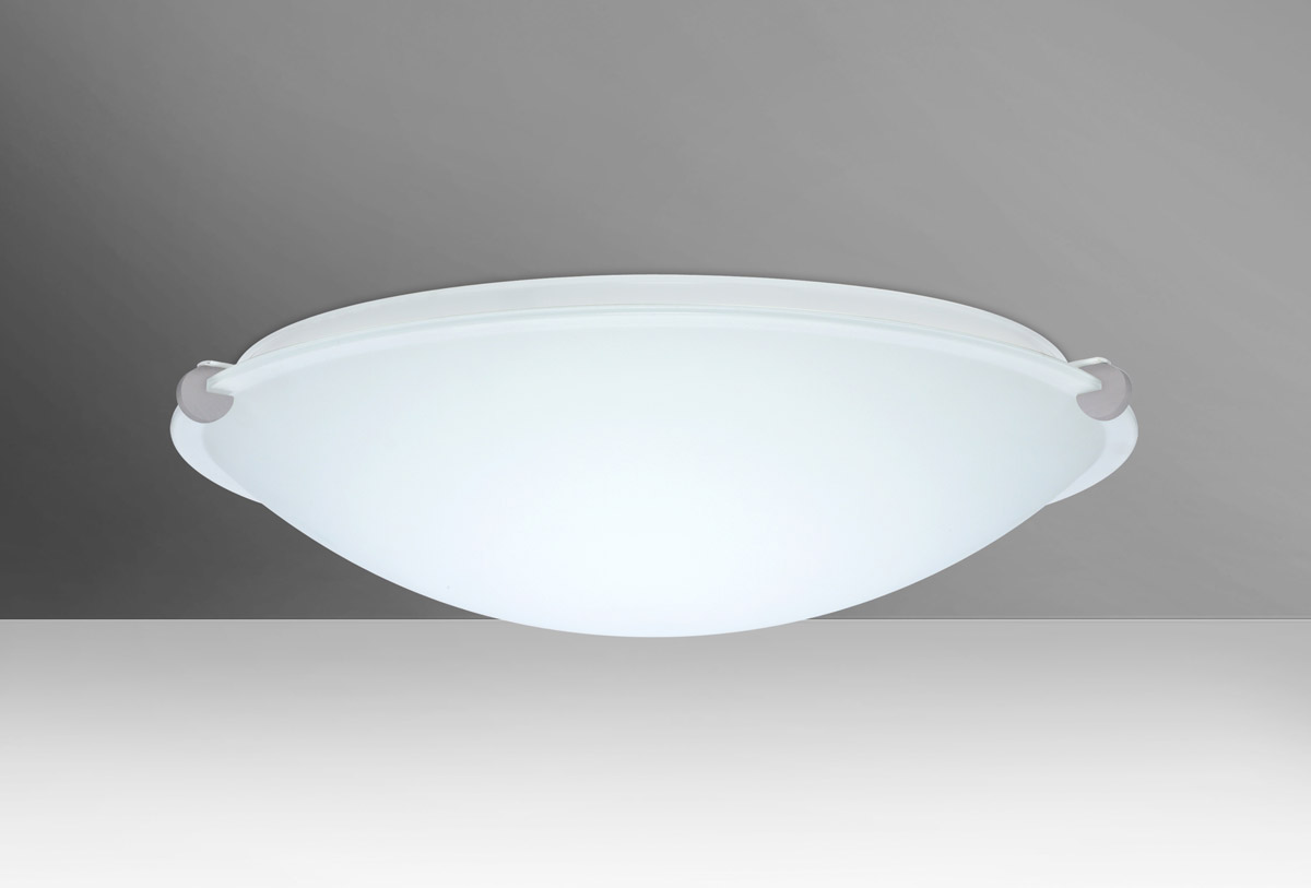 Besa Lighting 968107-SN Trio 16 2 Light 16 inch Satin Nickel Flush Mount Ceiling Light in Incandescent, White Glass