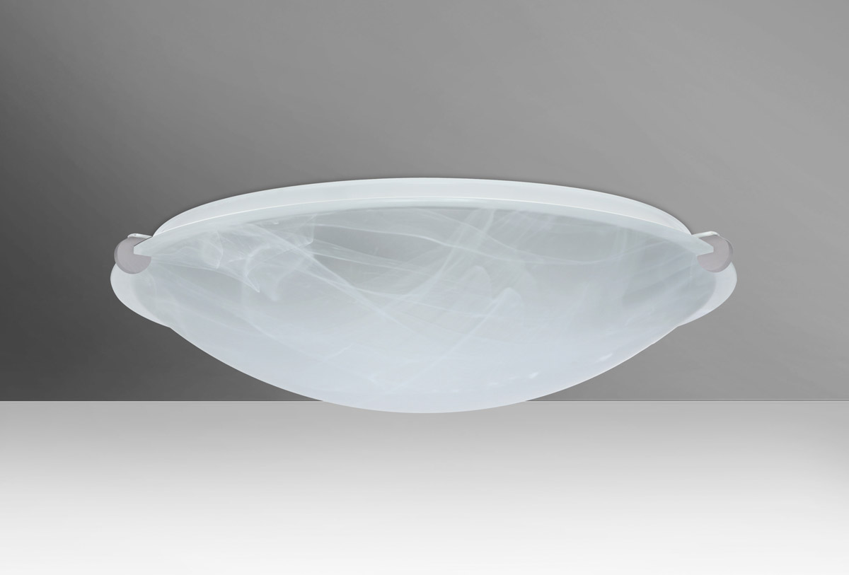Besa Lighting 968152-SN Trio 16 2 Light 16 inch Satin Nickel Flush Mount Ceiling Light in Incandescent, Marble Glass