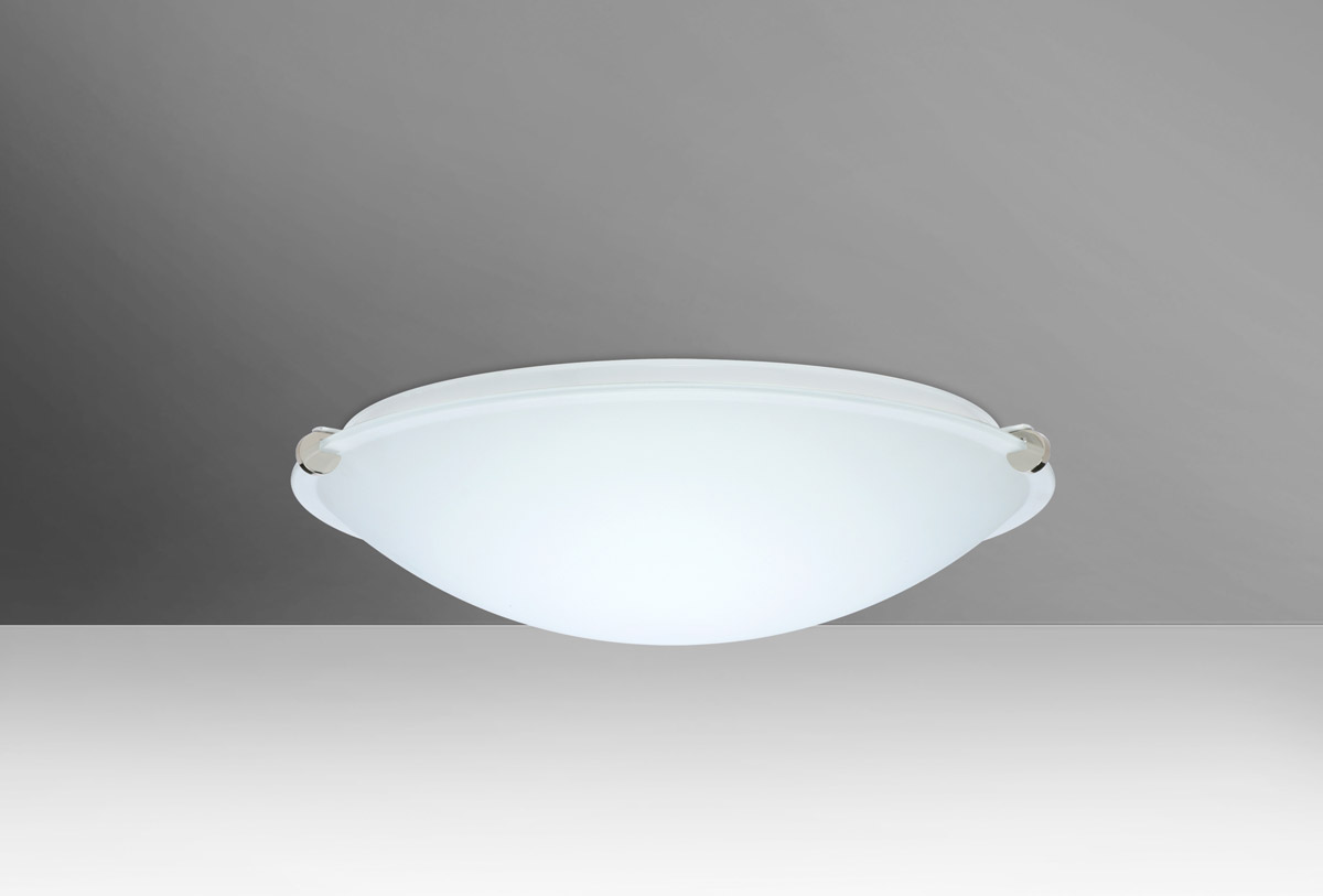 Besa Lighting 968207-PN Trio 12 1 Light 11.75 inch Polished Nickel Flush Mount Ceiling Light in Incandescent, White Glass