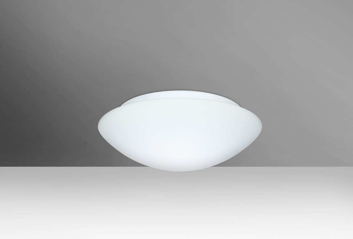 Lighting New York R-977207C Besa Lighting Nova 10 1 Light 10 inch Flush Mount Ceiling Light in Incandescent, White Glass 977207C - Open Box