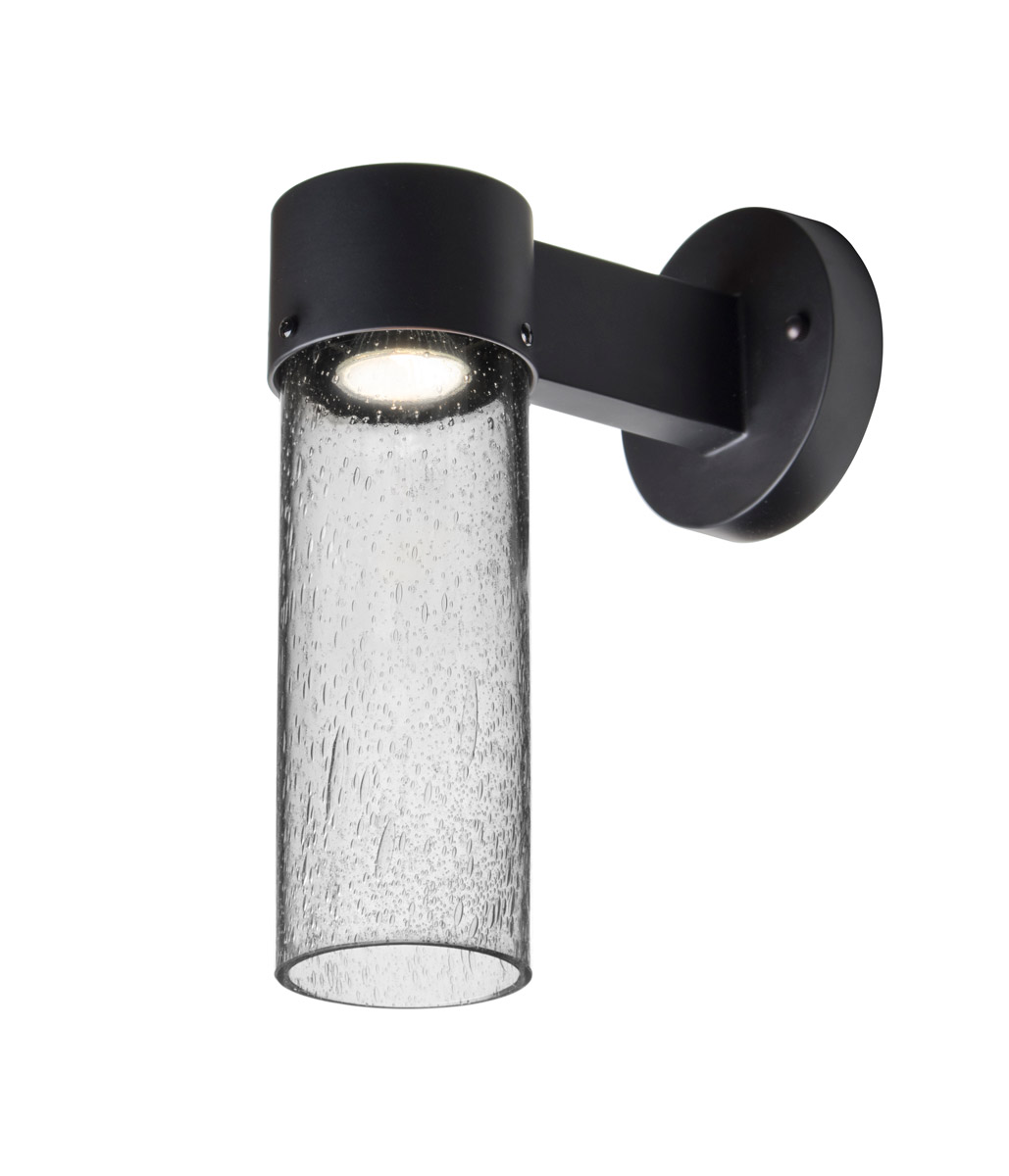 Besa Lighting JUNI10CL-WALL-LED-BK Juni LED 12 inch Black Outdoor Sconce in Clear Bubble Glass