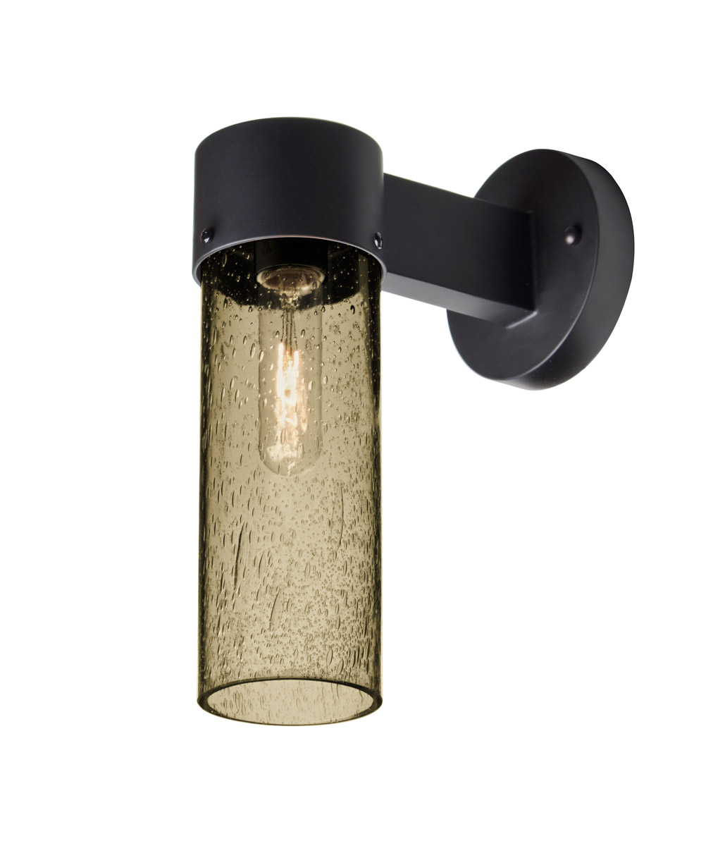 Besa Lighting JUNI10LT-WALL-BK Juni 1 Light 12 inch Black Outdoor Sconce in Latte Bubble Glass, Incandescent