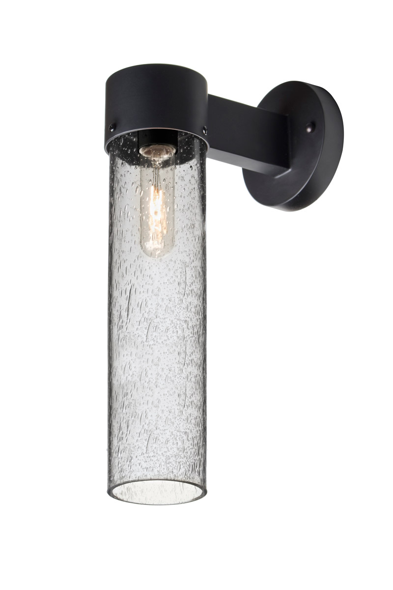 Besa Lighting JUNI16CL-WALL-BK Juni 16 1 Light 17.5 inch Black Outdoor Sconce in Incandescent, Clear Bubble Glass