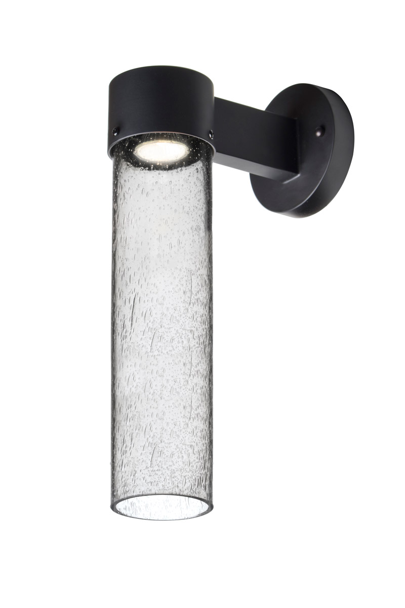Besa Lighting JUNI16CL-WALL-LED-BK Juni LED 18 inch Black Outdoor Sconce in Clear Bubble Glass