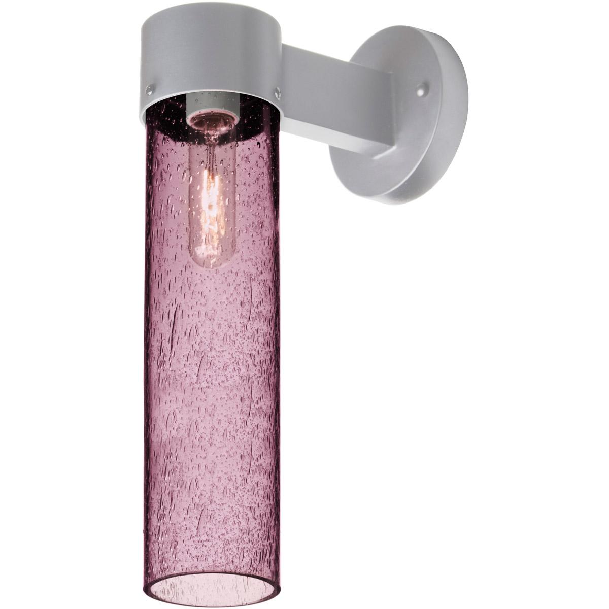 Besa Lighting JUNI16PL-WALL-SL Juni 16 1 Light 17.5 inch Silver Outdoor Sconce in Incandescent, Plum Bubble Glass