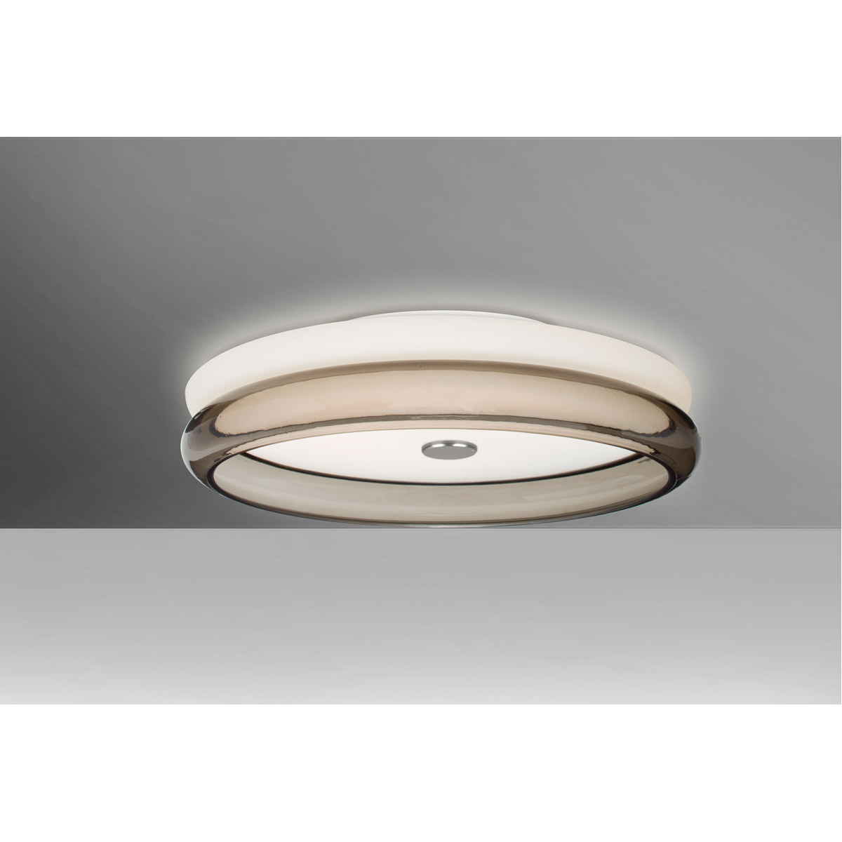 Besa Lighting TOPPER12SMC-LED Topper 12 LED 12 inch Flush Mount Ceiling Light in Opal with Smoke Glass